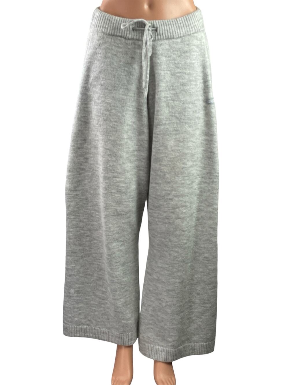 Oner Women's Gray Knit High Waisted Wide Leg Baggy Palazzo Sweat Pants Size M